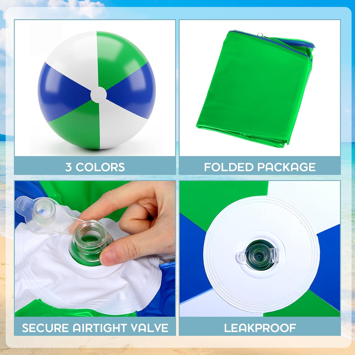 Zhanmai 2 Pieces 48 Inch Giant Inflatable Beach Ball Jumbo Rainbow Color Beachballs Blow up Huge Plastic Inflatable Balls for Kids Adults Water Games Summer Pool Swimming Party