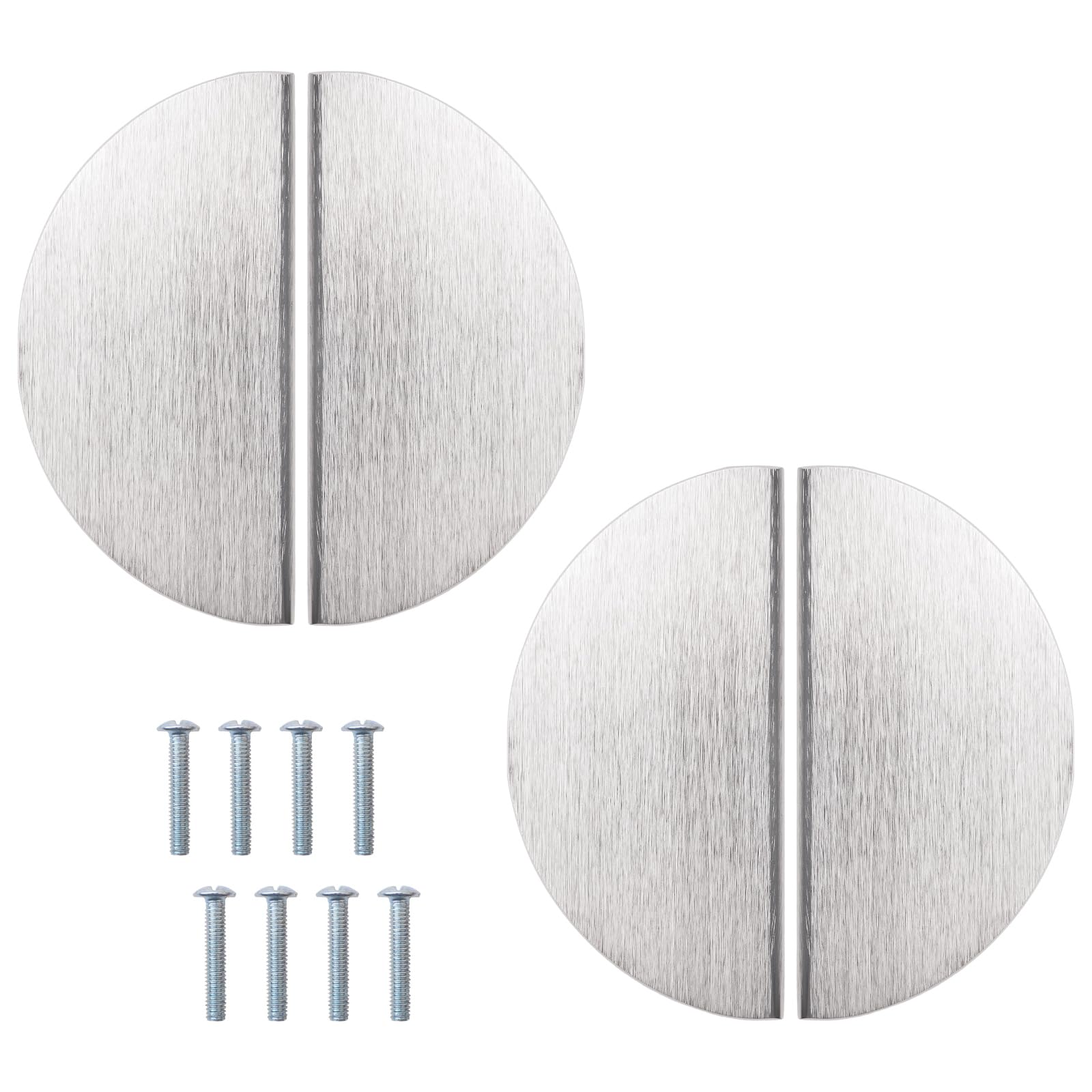 Morobor Brushed Nickel Half Moon Drawer Handles, 4Pcs Semi Circle Pulls Aluminum Alloy Wardrobe Drawer Hardware Modern Simple Double Hole Handle For Drawer Cabinet Wardrobe