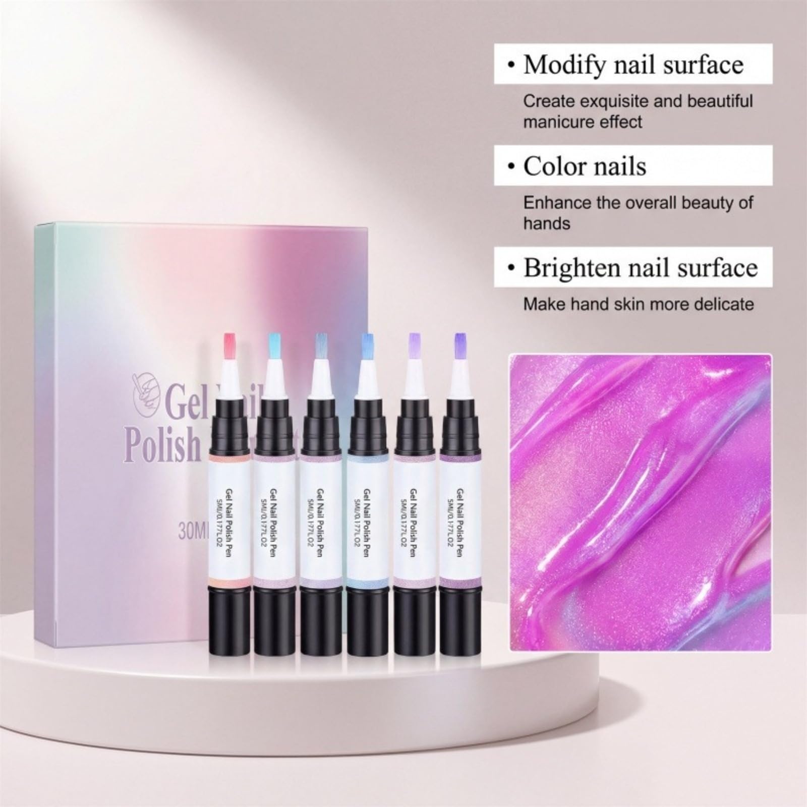 Nagellack-Set, schillernd, 6 Farben, magnetischer Effekt, langanhaltend, schnell trocknend, ohne Lampe