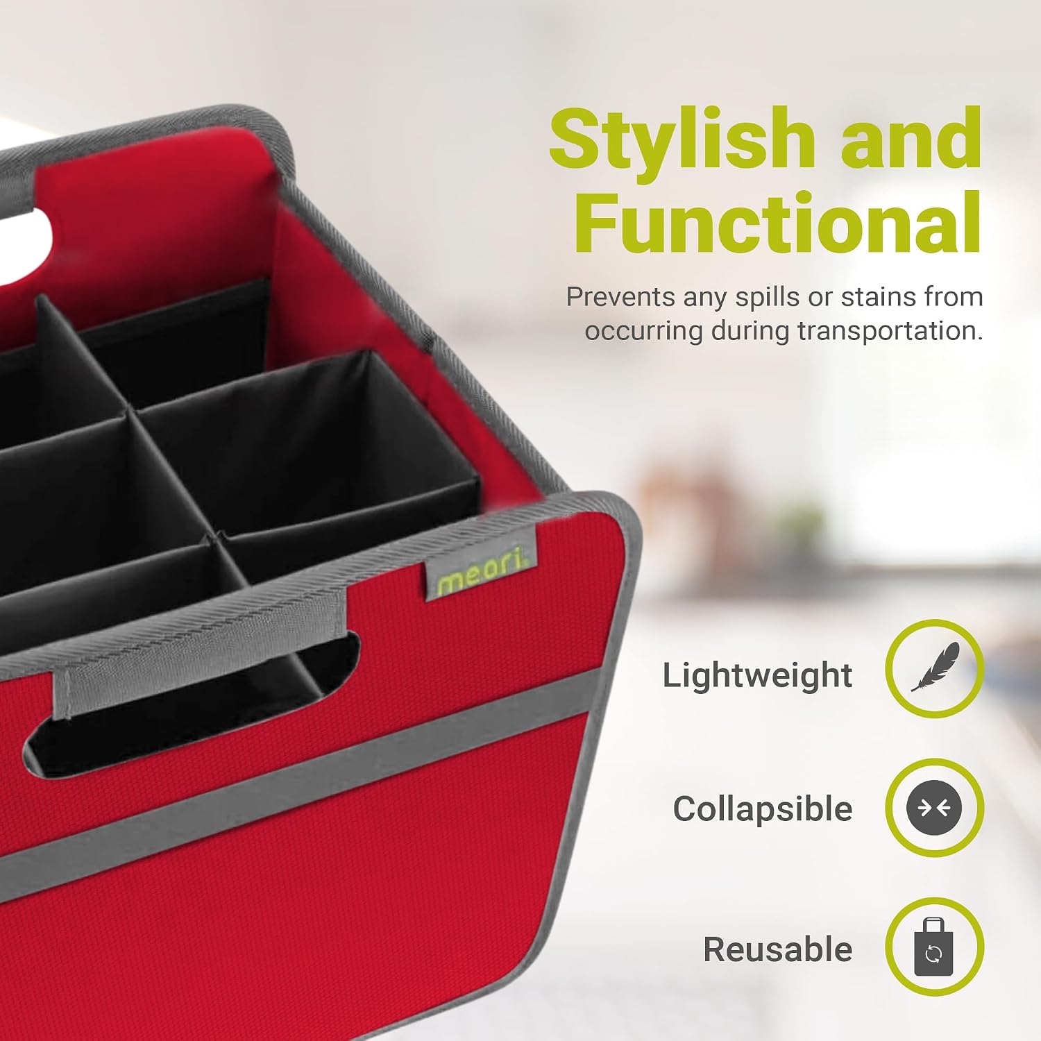 meori 9-Bottle Wine Carrier | Hibiscus Red Solid (B100341)