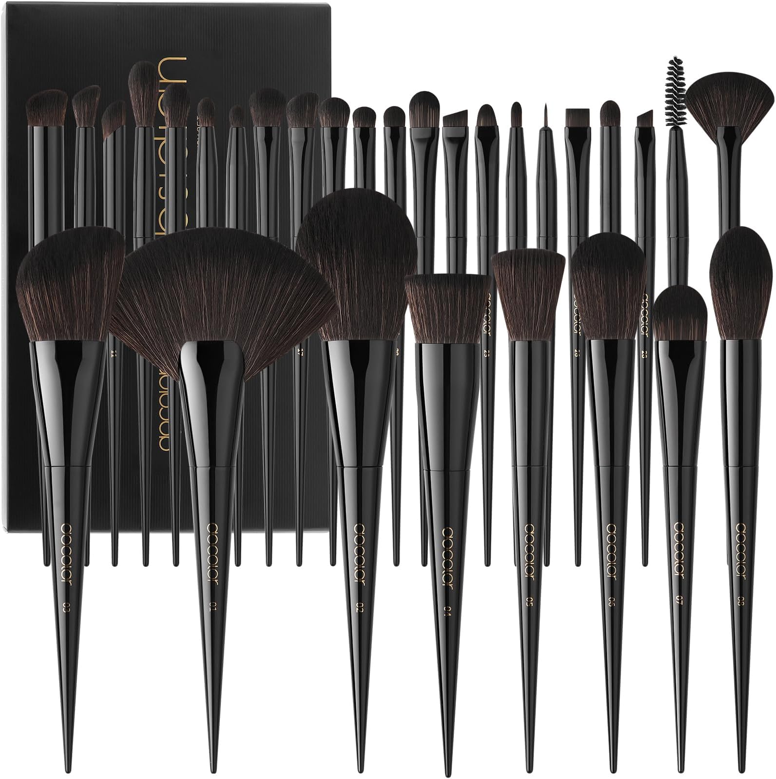 Makeup Brushes 30 Pieces Professional Makeup Brushes Set Premium Synthetic Hair Kabuki Face Blush Eyeshadow Eyeliner Foundation Powder Cosmetic Make Up Brushes Kit,Black Obsidian Series
