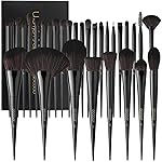 Docolor Makeup Brushes Set Professional 30Pcs Obsidian Makeup Brushes Premium Synthetic Powder Kabuki Foundation Contour Blush Concealer Eye Shadow Blending Eyeliner Crease Eyebrow Make Up Brush Kit