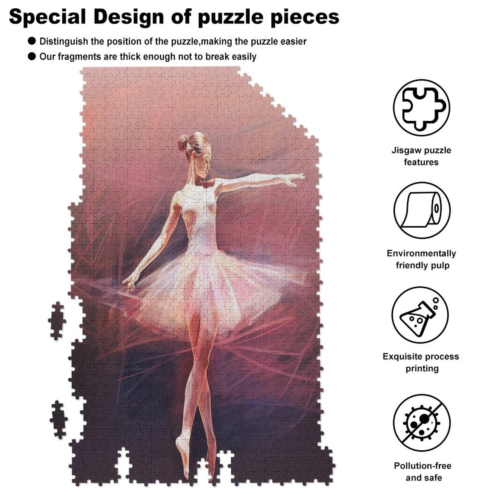 1000 Piece Jigsaw Puzzle - Watercolor Ballerina, High Difficulty Challenge For Adults