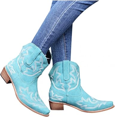 Amazon.com: AIHOU Botas para mujer con tacón con estampado floral romano  punta redonda botines con plataforma botas vaqueras casuales para mujer :  Ropa, Zapatos y Joyería