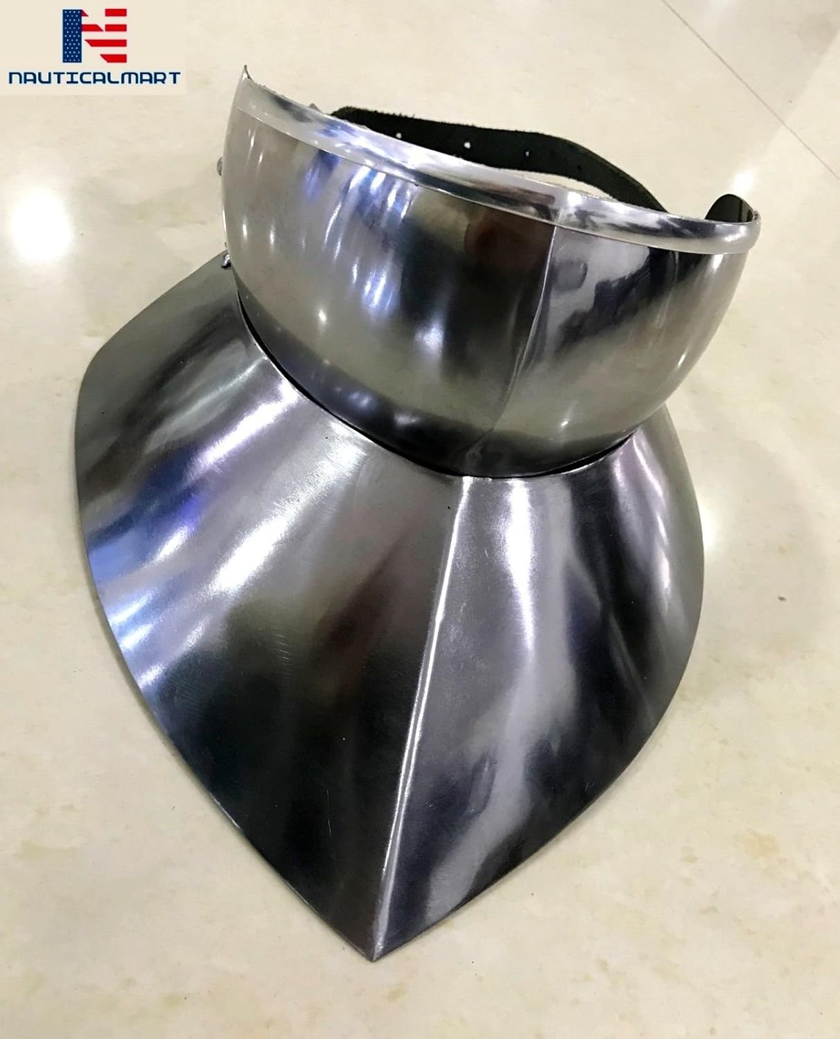 NauticalMart Bevor Armor with Gorget Plate Armor Leather Strap Adjustable