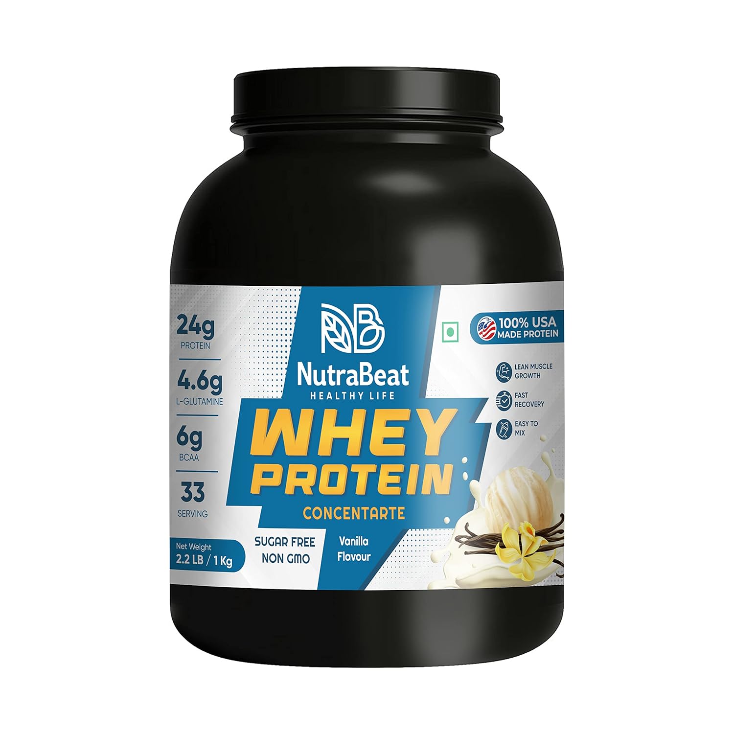 Nutrabeat Whey Protein Powder Blend of Whey 24 g. Whey Protein