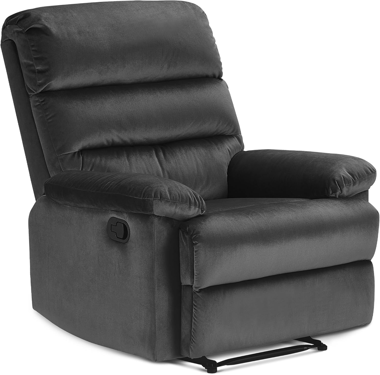Davis Graphite Gray Recliner Chair, Upholstered Push-Back Living Room Armchair with Padded Arms and Plush Seat