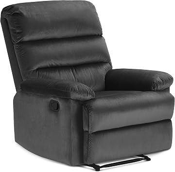 Davis Graphite Gray Recliner Chair, Upholstered Push-Back Recliner with Padded Arms, Living Room Lounge Chair for TV, Reading or Gaming