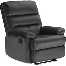 Davis Graphite Gray Recliner Chair, Upholstered Push-Back Recliner with Padded Arms, Living Room Lounge Chair for TV, Reading or Gaming
