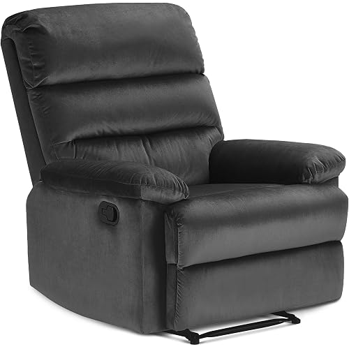 Davis Graphite Gray Recliner Chair, Upholstered Push-Back Recliner with Padded Arms, Living Room Lounge Chair for TV, Reading or Gaming