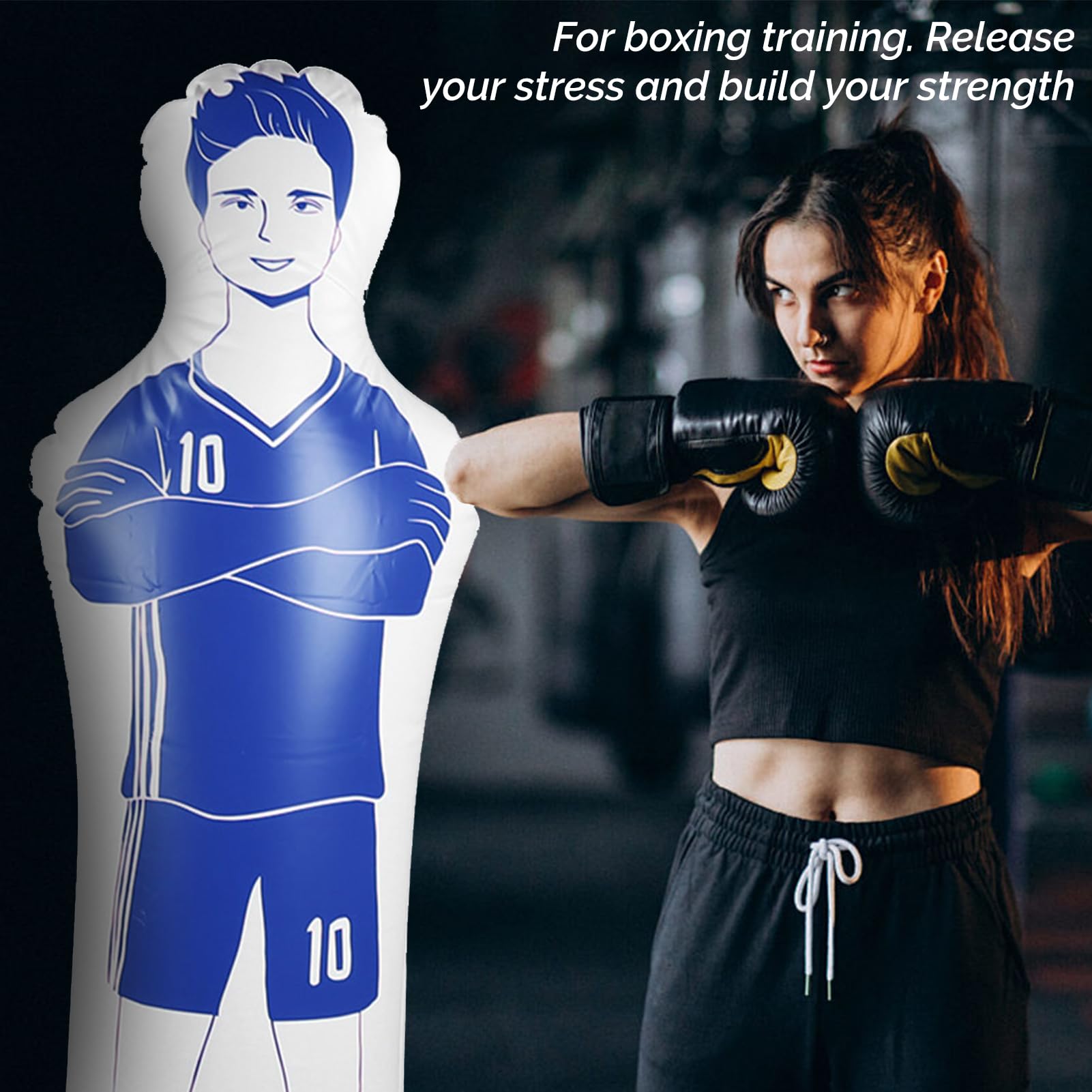 Training Dummy, 40x160 cm PVC Boksen Opblaasbare Tumbler Dummy Bokszak