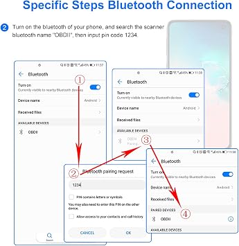 Friencity Bluetooth Car OBD II 2 OBD2 Scanner Adapter, Engine Code Reader for Car, Car Diagnostic Scan Tool Check Engine Light, Compatible Android & Windows Devices, No iOS Devices