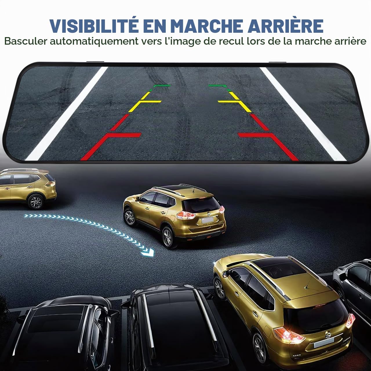 ULTECHNOVO Caméra De Tableau De Bord Et Arrière avec Rétroviseur Caméra Embarquée Voiture Streaming Multimédia Écran Tactile Enregistrement Double Vidéo 1080P Sécurité De Recul