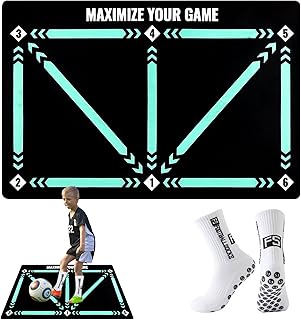 Audasi Football Training Mat, 90 x 60cm Soccer Mastery Skills Non-Slip Soccer Mat with Socks Football Training Equipment for Dribbling Ball Control Birthday Gift for Boys Girls Kids