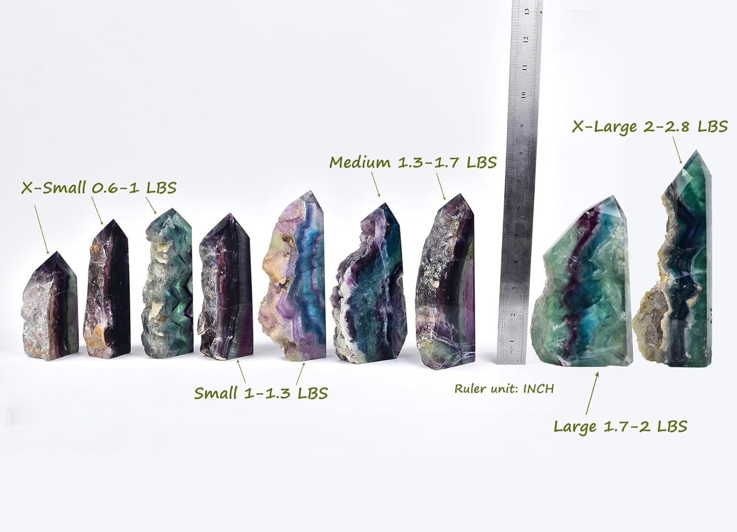 AMOYSTONE Decorative Quartz Obelisk Slab Pointed Natural Fluorite Slab Block Heavy 2-2.8 LBS, Crystal Lover Collection, Gifts, Home Décor