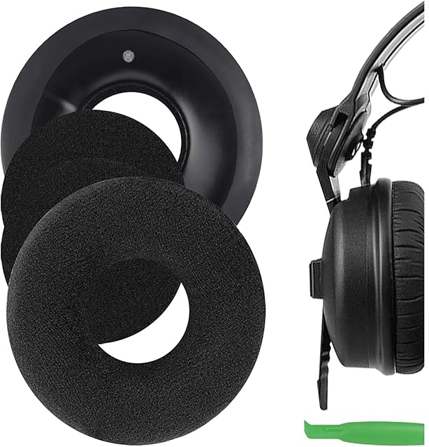 Geekria Comfort Velour Replacement Ear Pads for Sennheiser HD25-1, HD25, HD25SP, 25SP-II Headphones Earpads, Headset Ear Cushion Repair Parts (Black)