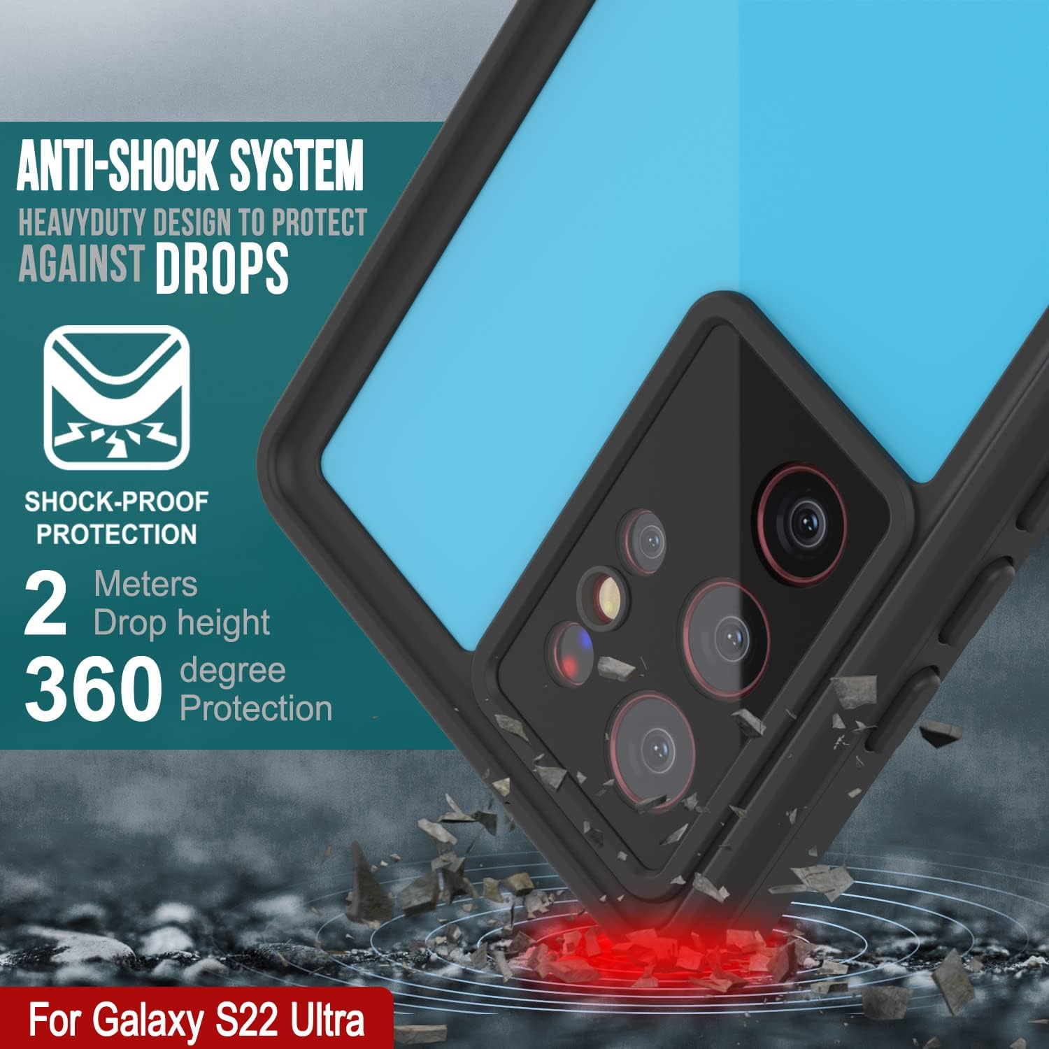 Punkcase Designed for Galaxy S22 Ultra Waterproof Case [StudStar Series] [Slim Fit] [IP68 Certified] [Shockproof] [Dirtproof] [Snowproof] Armor Cover for Galaxy S22 Ultra 5G (6.8") (2022) [Blue]