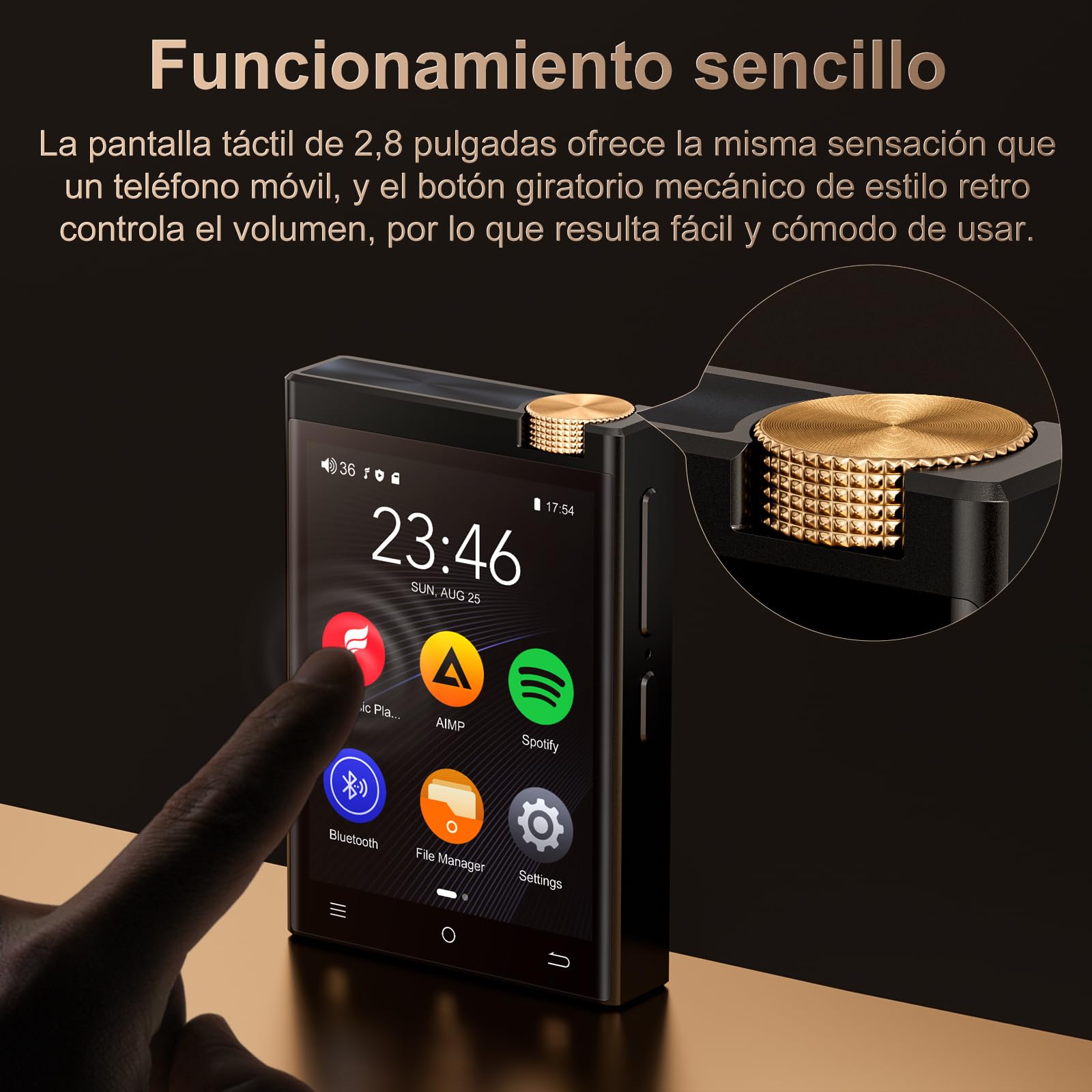 Reproductor MP3 HiFi, Oilsky 80GB Android 9.0 Spotify MP3 con Bluetooth y WiFi, 2,8'' sin Pérdidas DSD de Alta Fidelidad Digital Portátil Audio Música Player (negro1)