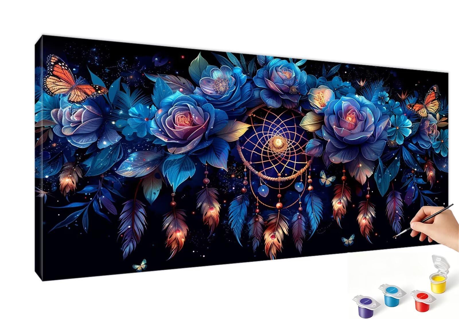 Pintar por Numeros Adultos Rosa Pintura por Numeros Adultos Atrapasueños DIY Paint by Numbers Adult con Pinceles, Pigmento Acrílico, Sin Marco, Cuadros para Pintar, Decoración Pared 90x180cm RB-355