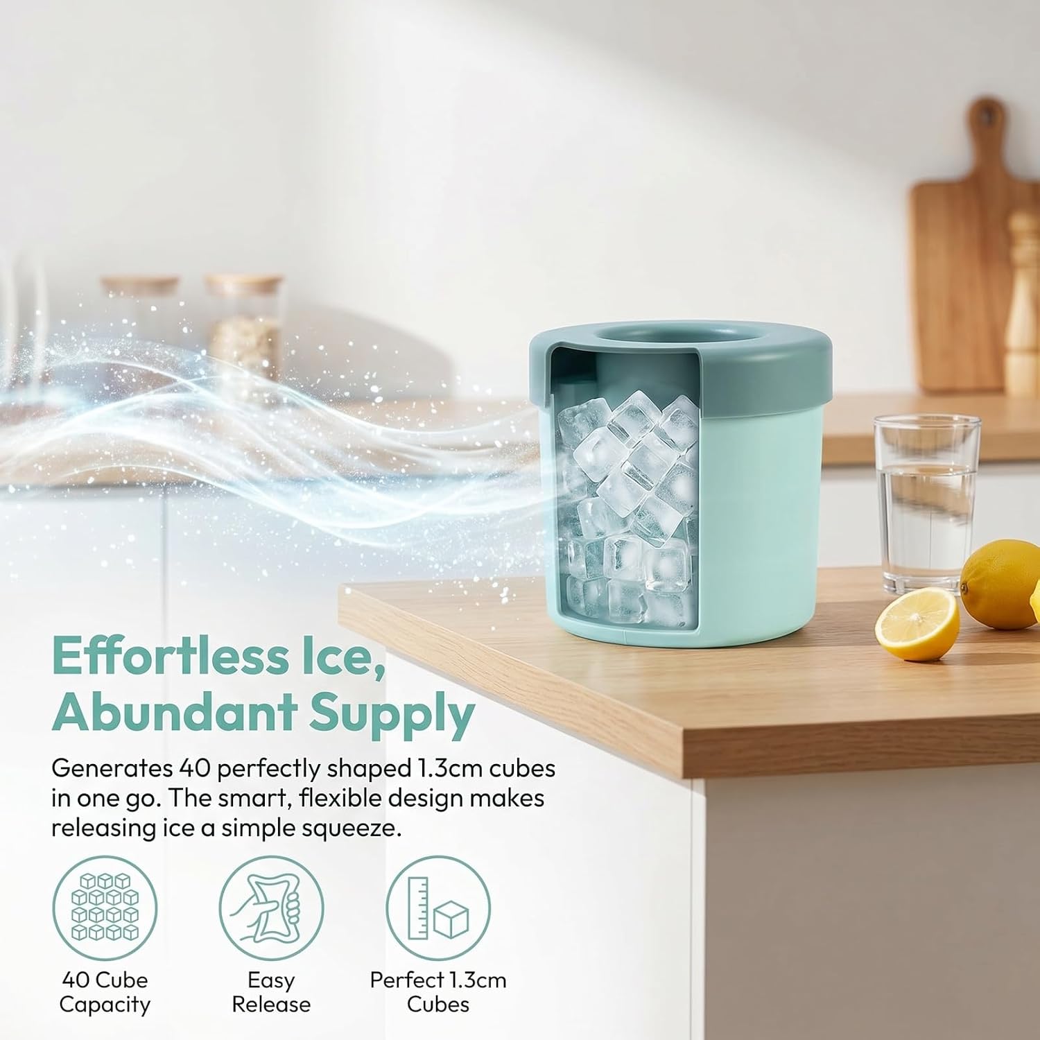 Cylinder Silicone Ice Cube Trays for 40 Mini Ice Cubes, Portable Ice Bucket, Ice Cube Tray Silicone with Lid, Easy to Demould for Cocktails, Whiskey, Drinks, Parties (Yellow) image 3