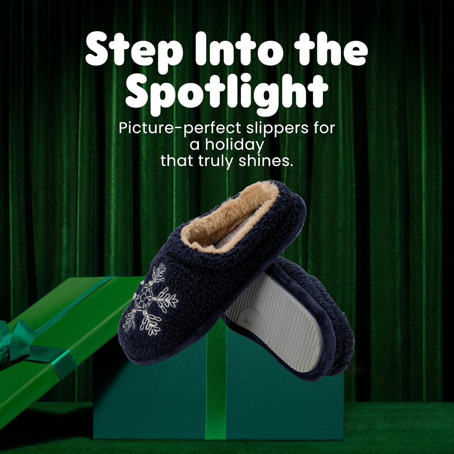 Dearfoams Women's Holiday Christmas Gift Fuzzy Cozy Sherpa Novelty House Shoe Slipper