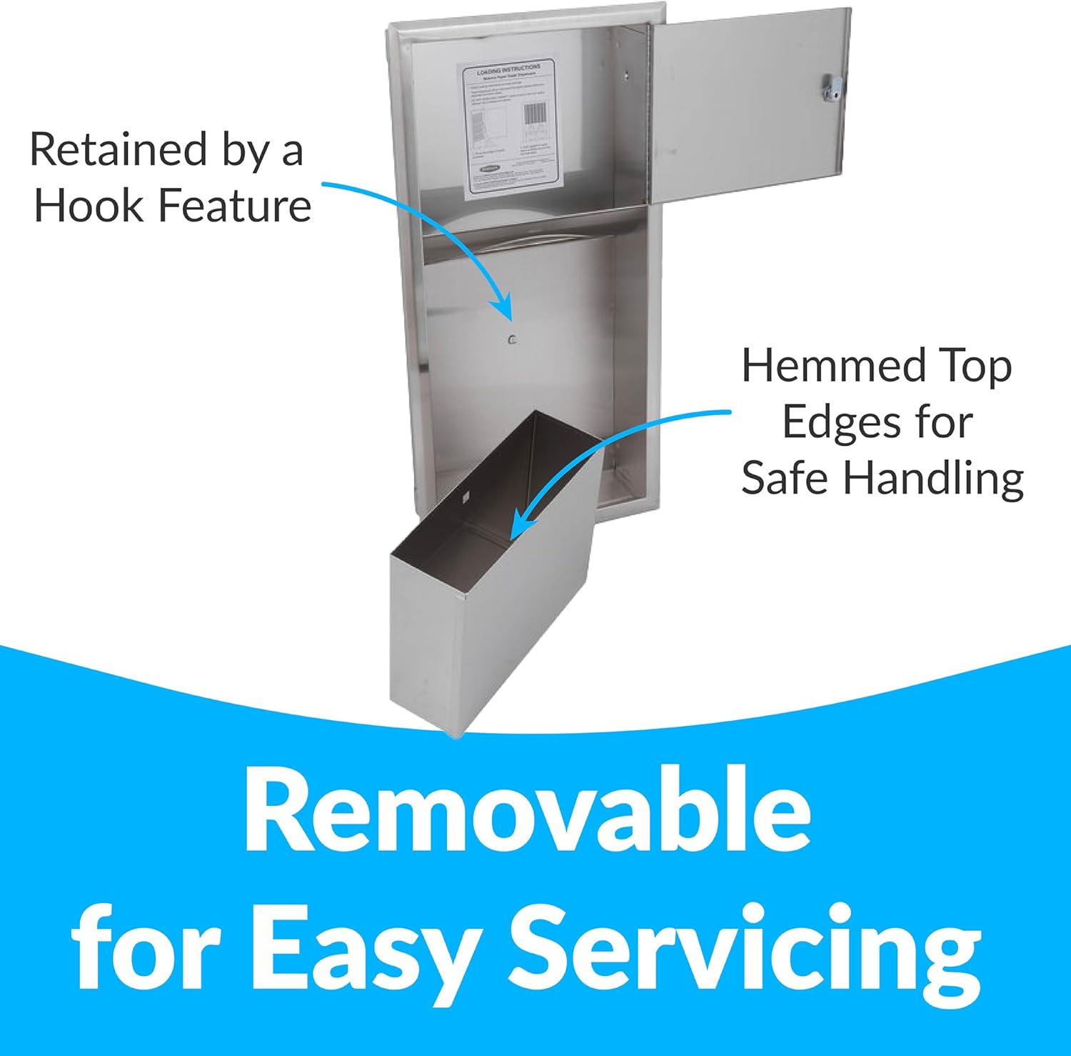 BOBRICK 369 ClassicSeries Stainless Steel Recessed Paper Towel Dispenser with 2-Gallon Waste Receptacle, 28" Height, 14" Width, Satin Finish