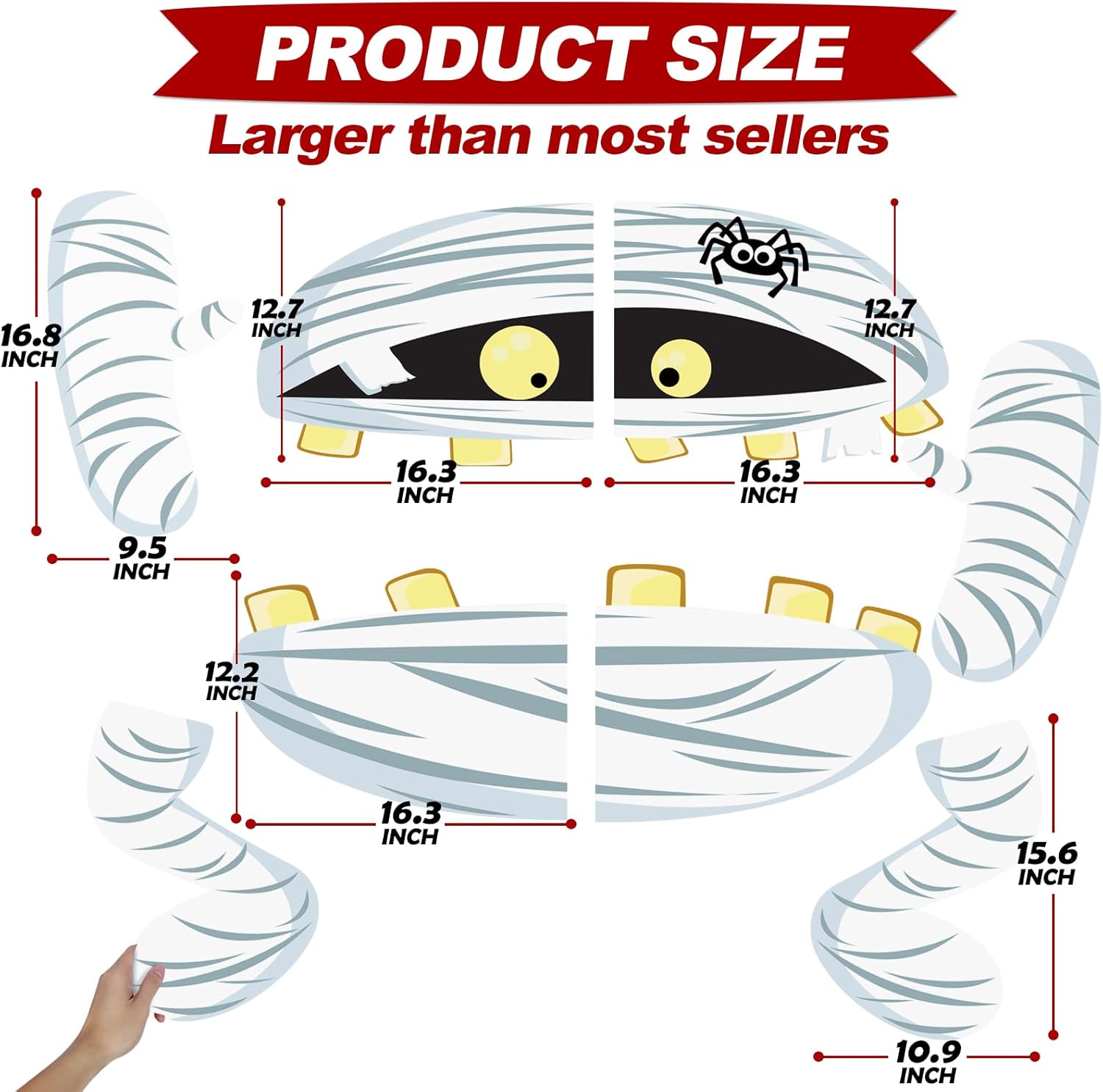 PARTYLOU Trunk or Treat Car Decorations Kit for SUV, Halloween Mummy Trunk or Treat Car Decorations Kit, Outdoor Halloween Garage Door Decorations