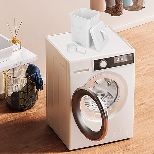 Miniatura 7 de 1 juego de lata de almacenamiento de polvo para ropa sucia con cuchara, soporte de lata de metal, contenedor de almacenamiento de clavijas, cubo