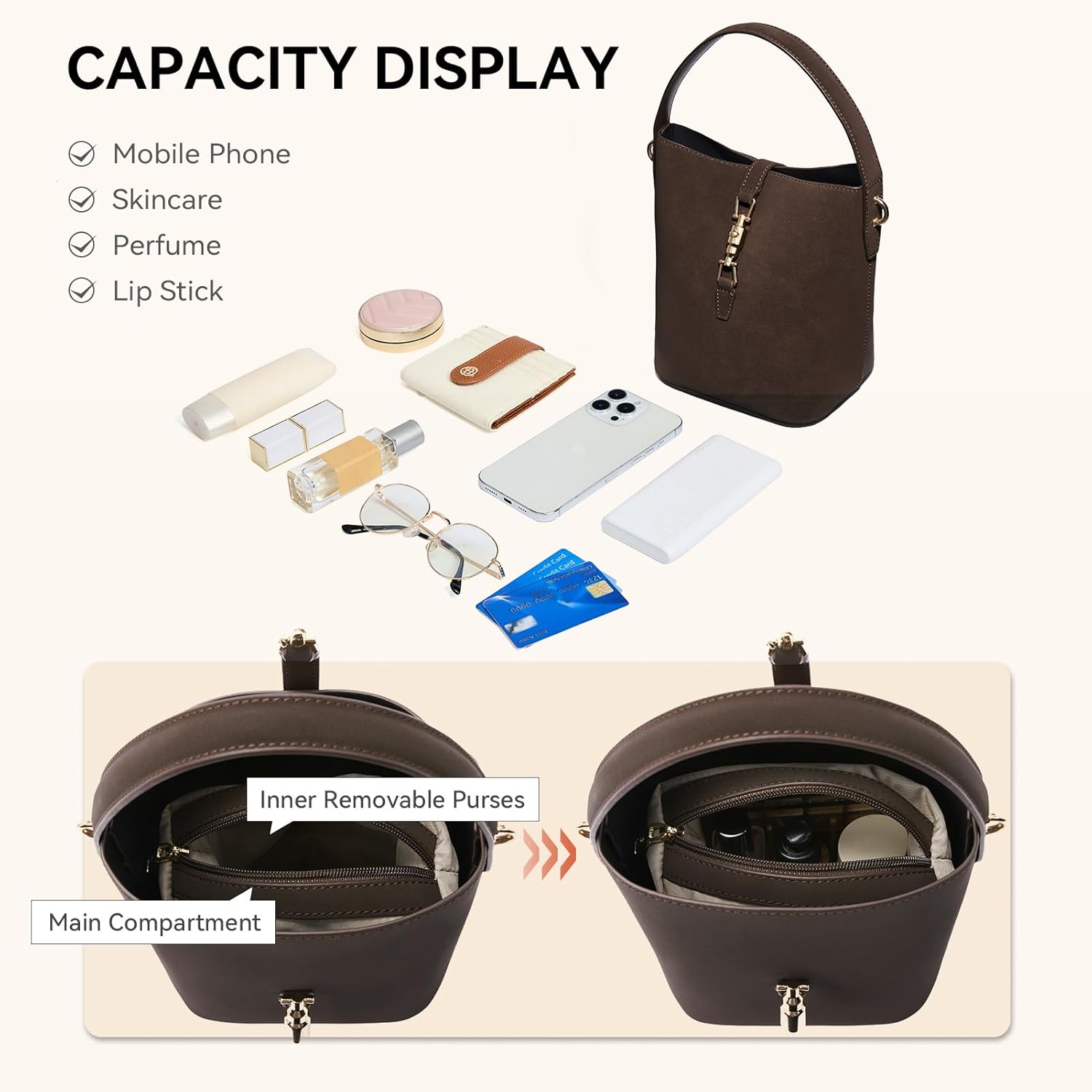 BOSTANTEN Small Bucket Bag for Women Crossbody Bags Trendy Vegan Leather Shoulder Purses Designer Ladies Handbags - Image 4