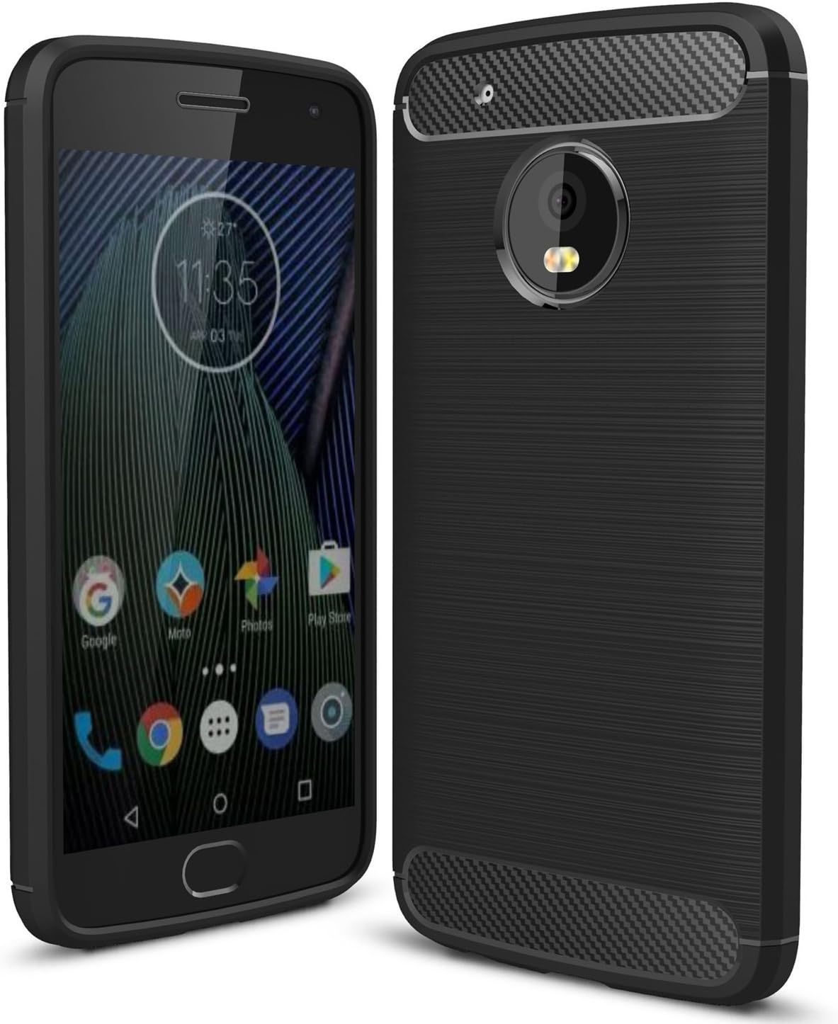 Moto G5 Case, Landee Soft TPU Shock Absorption Design Silicone Case Cover for Motorola Moto G5 / Moto G (5th Generation)(5.0"), Black