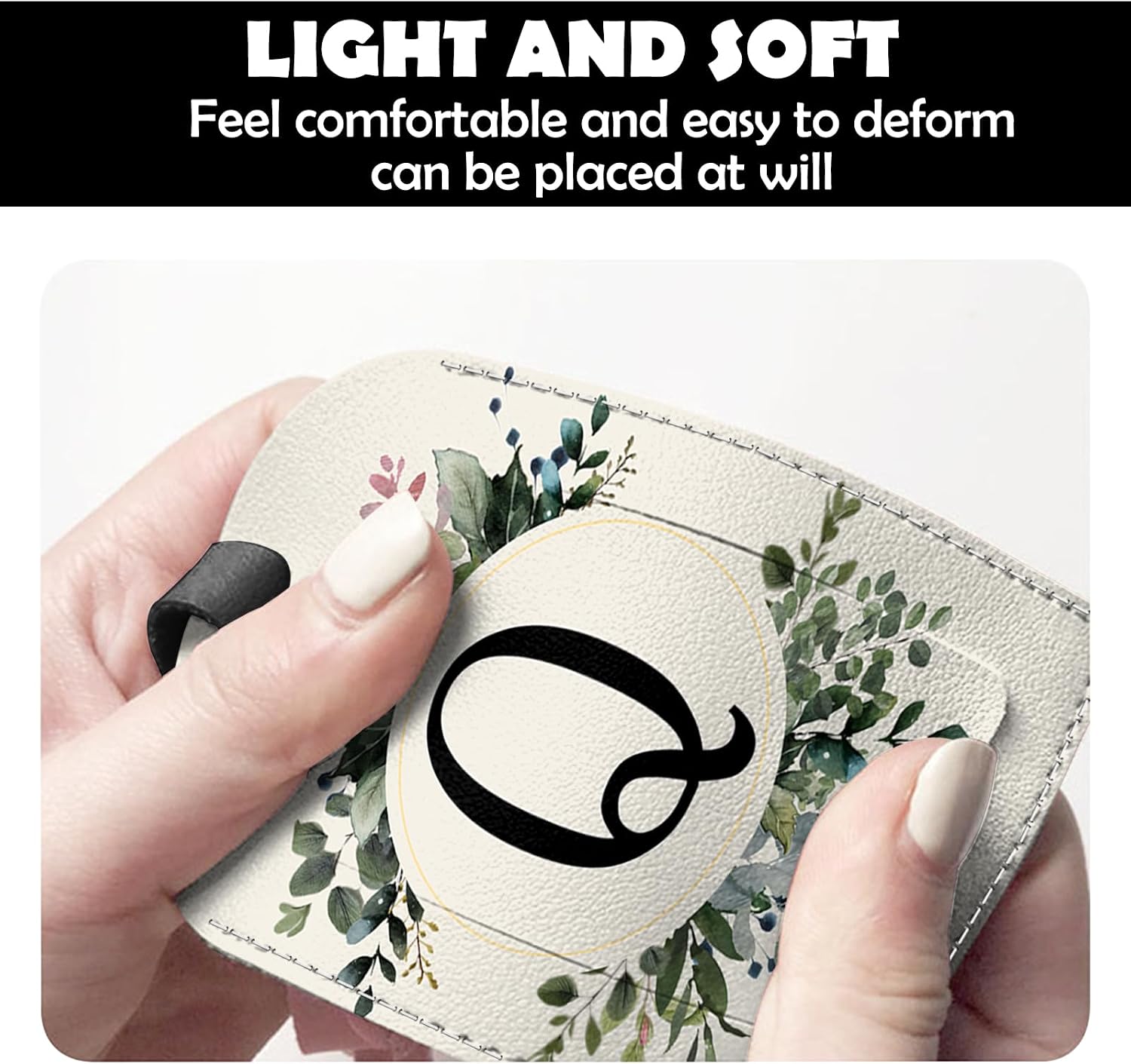2 Pack Initial Letter Luggage Tag Monogram Tag PU Leather Monogrammed Suitcase Tags Cute Leaves Aesthetic Travel Bag Labels for Women Girls(Letter-Q) image 4