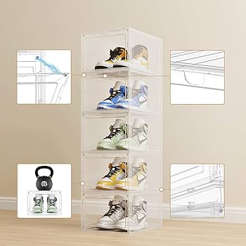 スニーカー ボックス 6個 セット 磁石開閉扉 靴 シューズ 収納 ケース Amazon｜6個 透明 磁石開閉扉 UVカット 積み重ね可能 シューズ