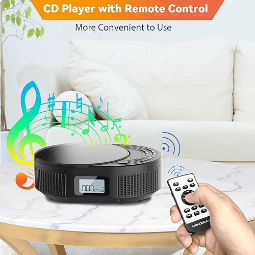 Miniatura 7 de Reproductor de CD portátil, reproductor de CD MONODEAL Boombox con transmisor Bluetooth, radio FM y altavoz Bluetooth combo 2 en 1, reproductor de