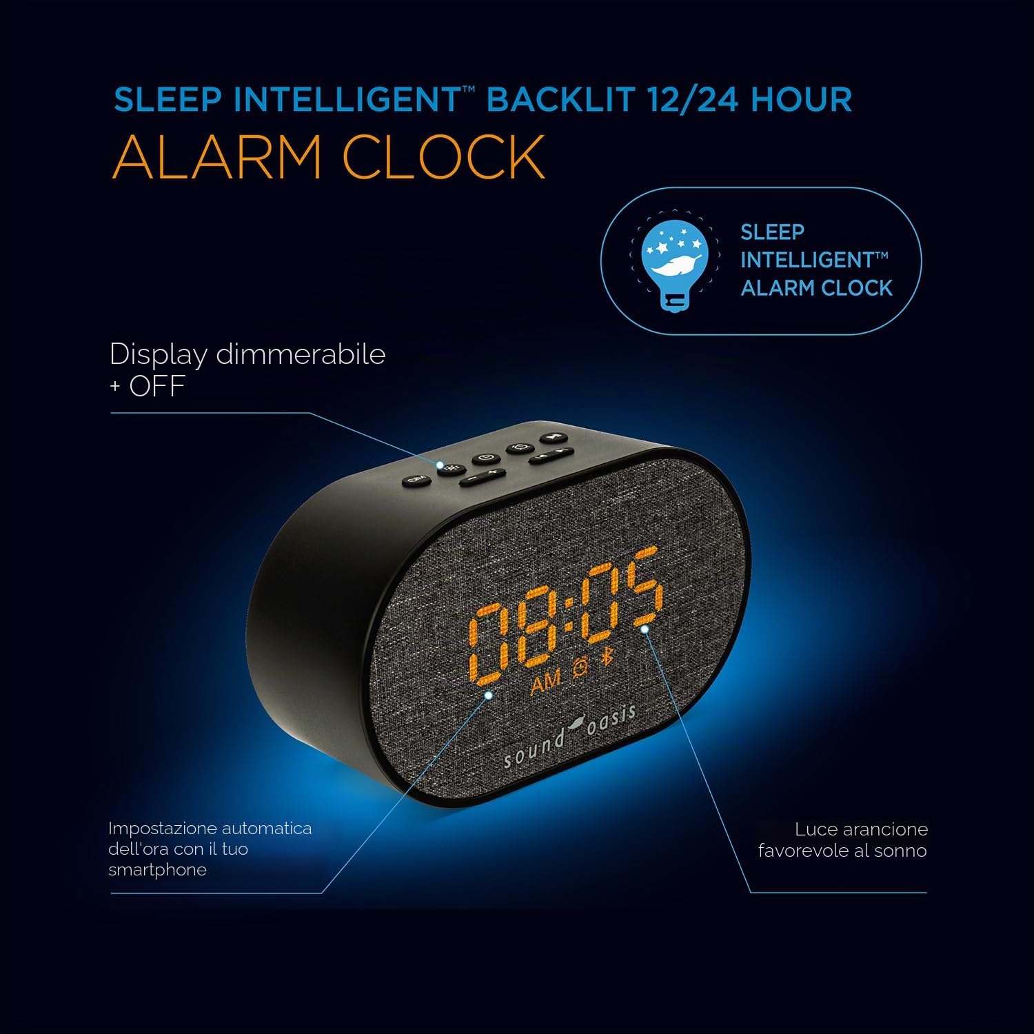 Oasi Sonora Sveglia Bluetooth Tinnitus Sound Therapy BST-150T - dormire meglio, gestire e mascherare l'acufene, 30 suoni integrati