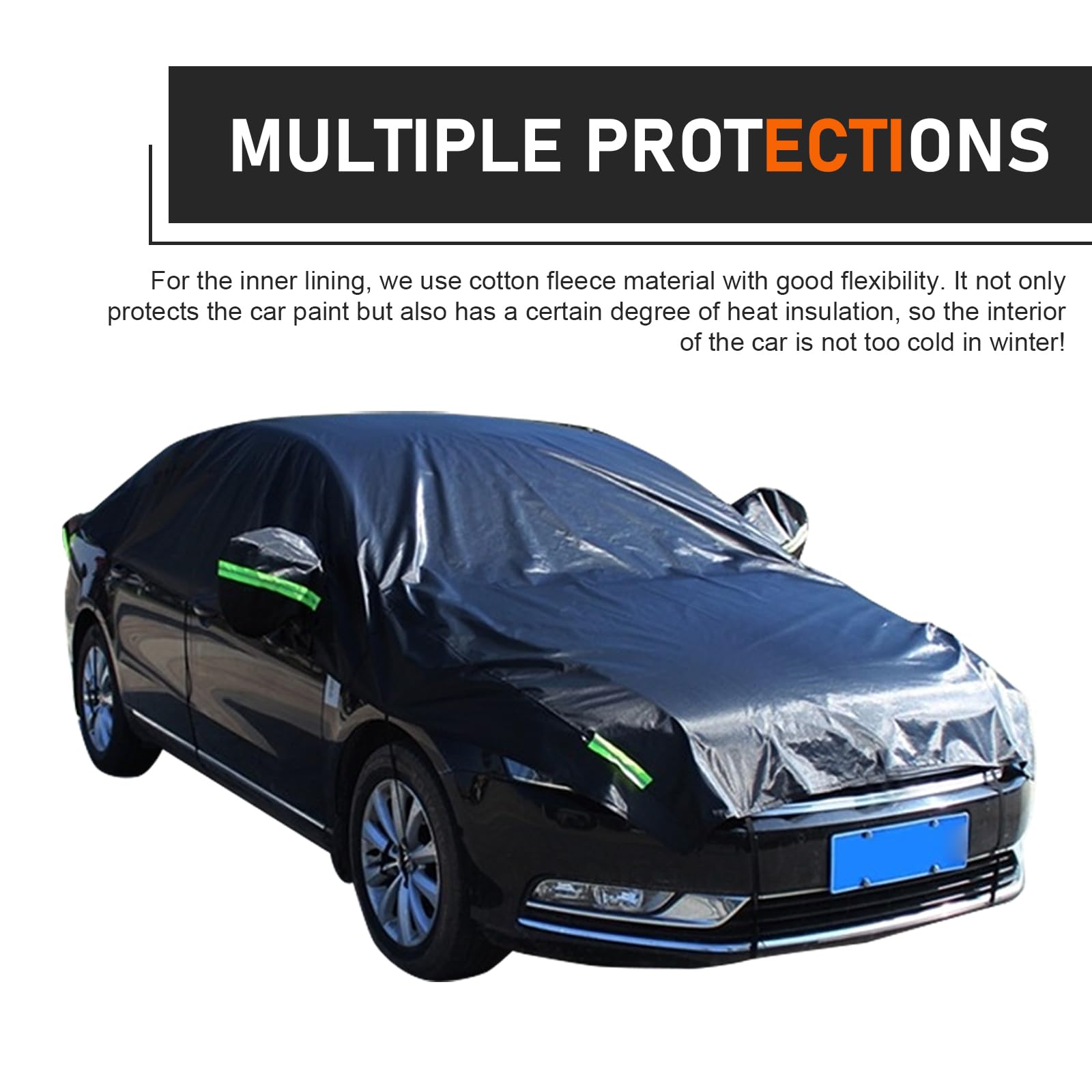 Opuweiy Car Half Cover Oxford Summer Rainproof Sunshade Cover All-season Thickened Car Roof Protector Universal for Sedans Black — view 7