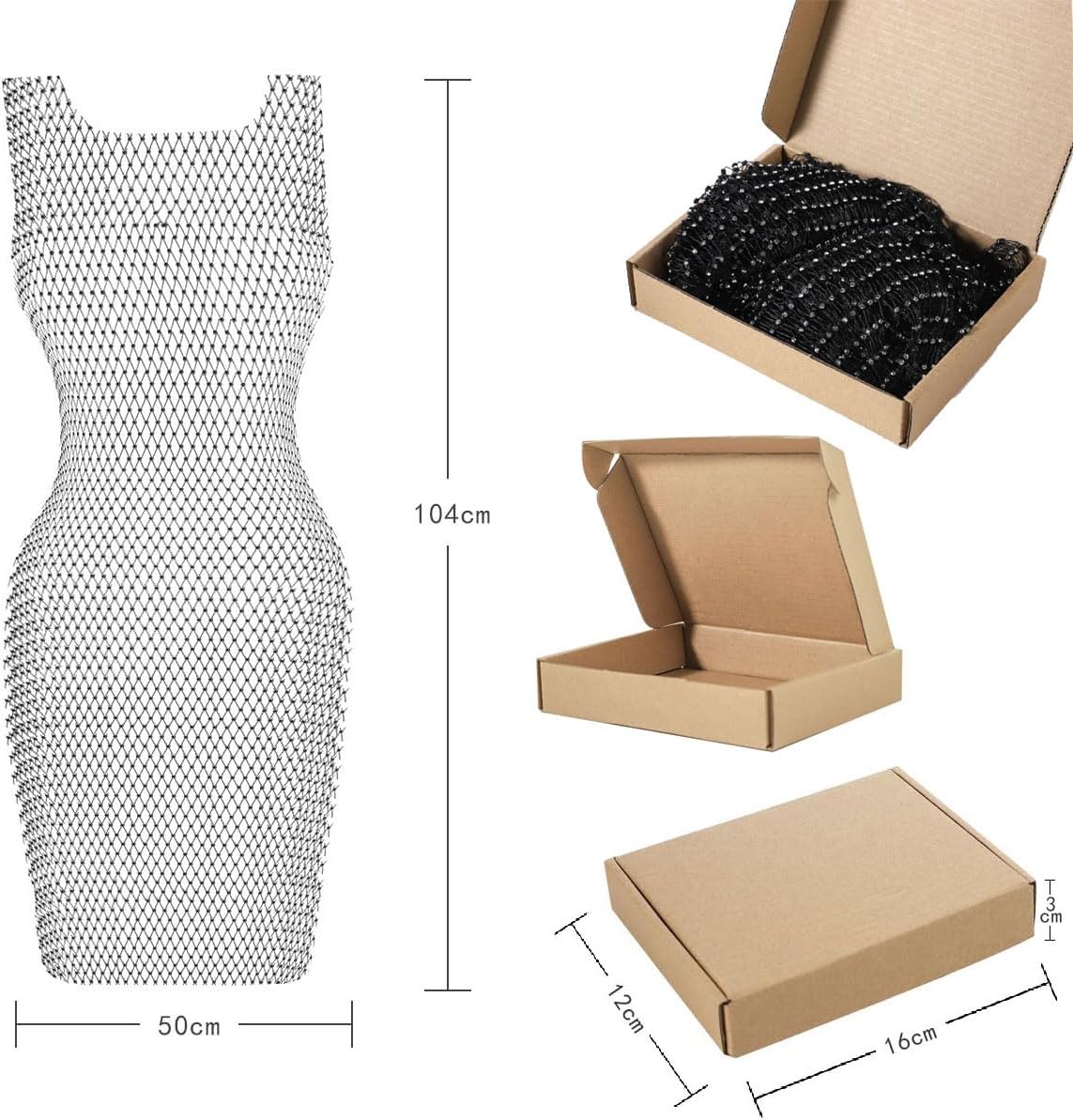 XGOPTS Women Rhinestone Lingerie Fishnet Dress Sexy Mesh Body Chain Bodycon Club Dress See Trough Bikini Swimwear Cover Ups - Image 7