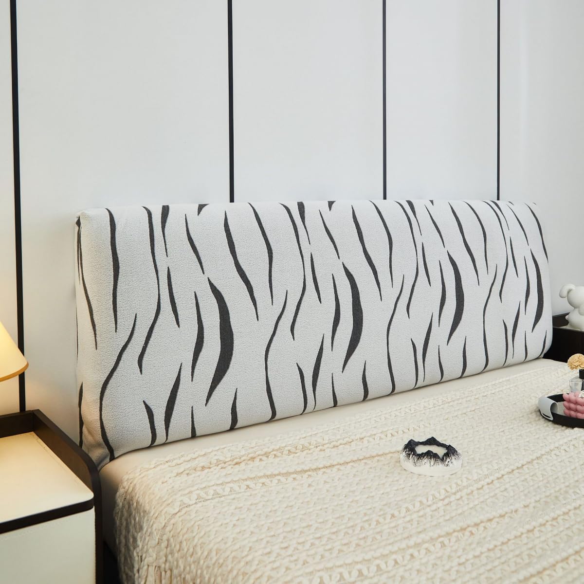 Housse tête de lit de 200 cm protection anti-poussière velours extensible