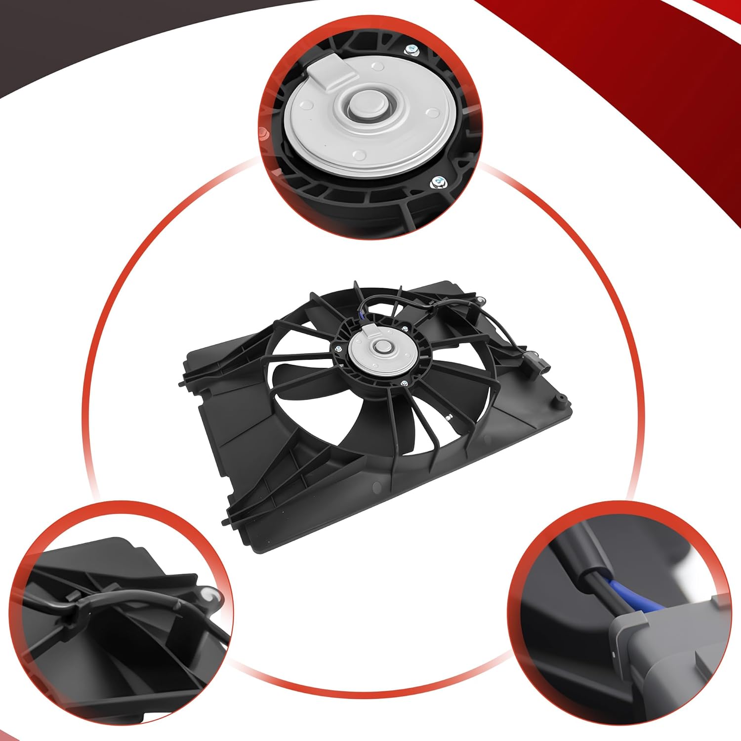 PartsFlow Radiator Cooling Fan Assembly Driver Side Left LH Assembly For 2006 2007 2008 Honda Ridgeline 620-273