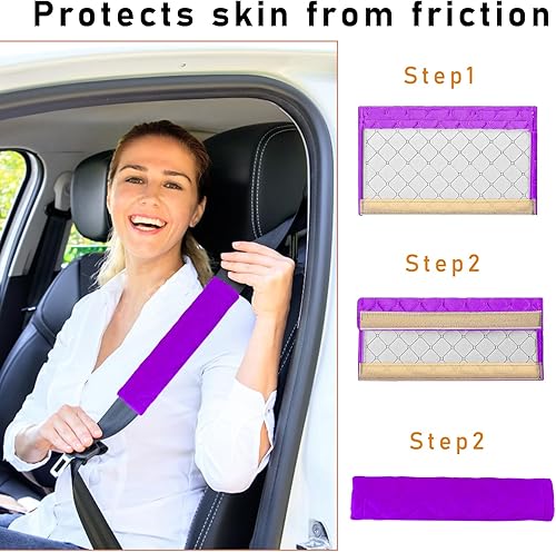 Miniatura 3 de Kewucn Paquete de 2 fundas suaves para cinturón de seguridad de automóvil, fundas universales para correa de hombro para cinturón de seguridad que
