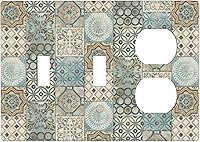 Vista 66 de Azulejo mediterráneo azul de 1 banda cubierta de toma de corriente Talavera mosaico mexicano marroquí mosaico dispositivo de palanca individual