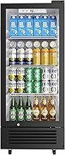 6 Cu.Ft Commercial Refrigerators with Double-Tempered Glass Door, Beverage Refrigerator with Lock and Adjustable Shelves, Display Fridge with LED Light for Bar, Office, Restaurant, ETL Listed