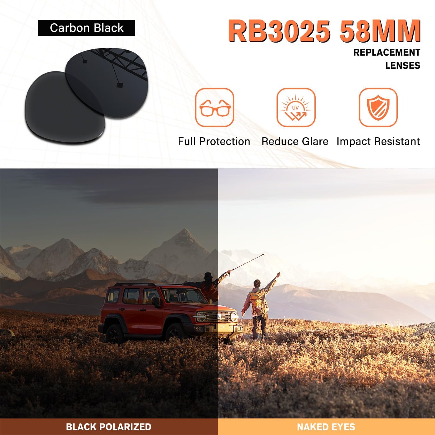 1.5MM Premium Replacement Lenses for Ray-Ban RB3025 58mm Sunglasses image 4