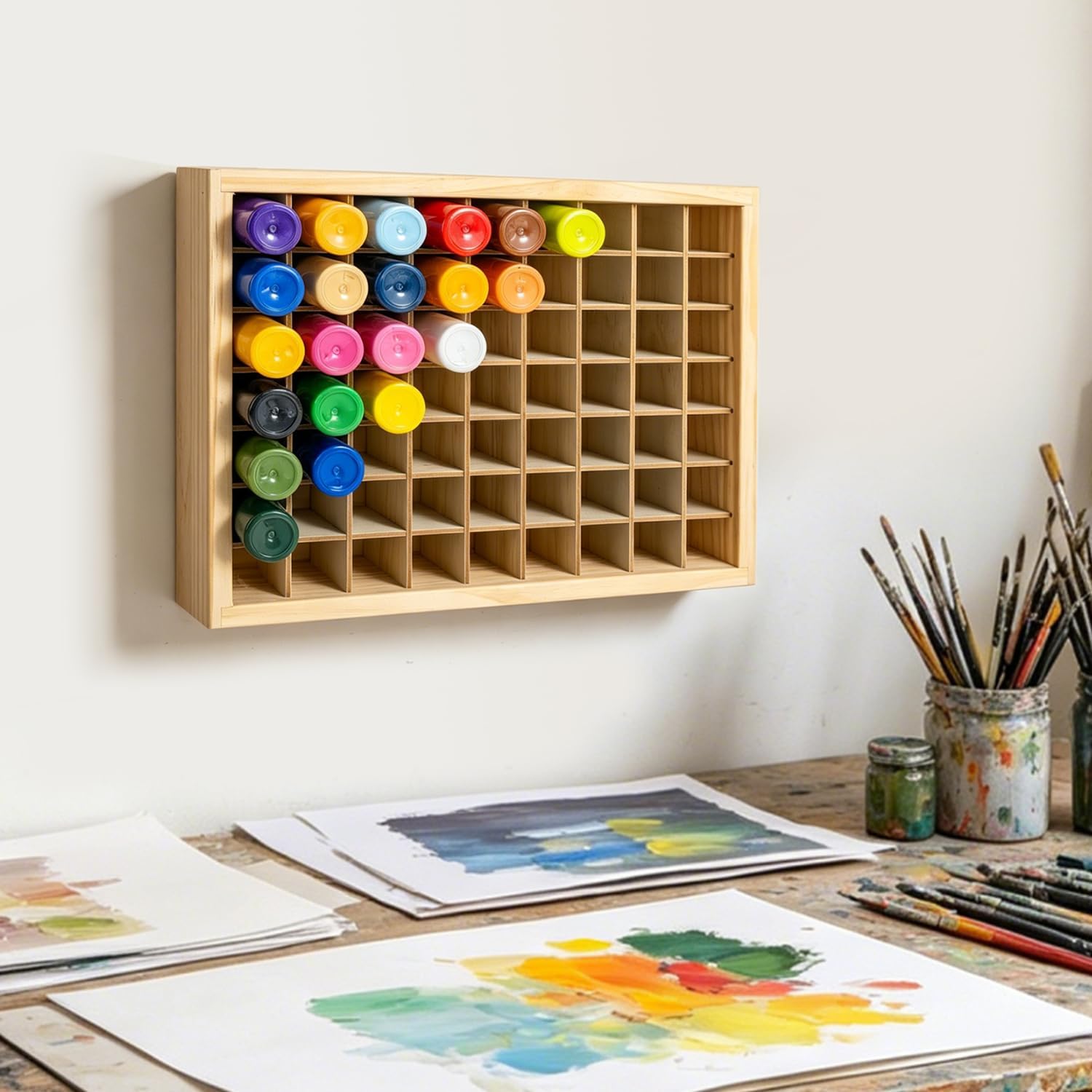 Acrylic Paint Storage Organizer, Wooden Craft Paint Holder