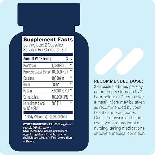 Miniatura 2 de Myomend, 60 cápsulas  Apoyo muscular y articular  Formulado con bromelina y rutina  Suplemento de salud enzimática  vegano y kosher