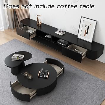 Floating TV Cabinet, Modern Black, 120x20x24CM, TV Stand