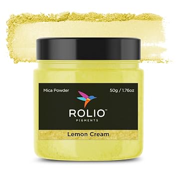 Rolio Premium Mica Powder - Lemon Cream 50G / 1.76oz - 1 Jar of Yellow Pigment Powder for Epoxy Resin, Dye, Soap Making, Nail Polish, Paint, Candle Making, Bath Bombs, Slime
