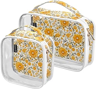 2 bolsas de cosméticos florales naranjas, bol...