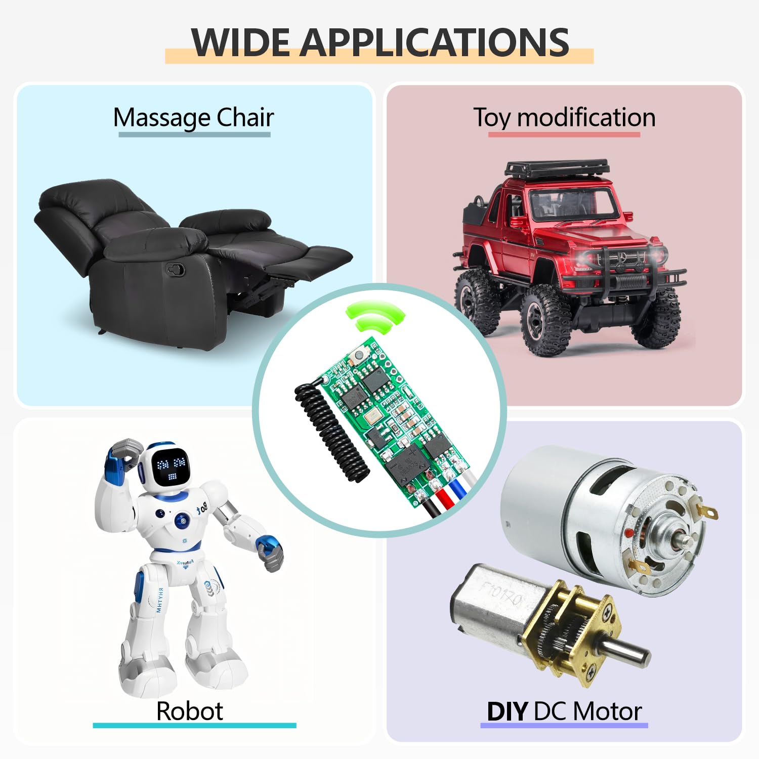 DieseRC Mini Wireless 12V DC Motor Remote Control Switch, Micro DC 5V~24V 1A Receiver Controller, Radio Control Motor Move Forward and Reverse for Micro DC Motor Electric Lock DIY Science Toys RC Boat - Image 4