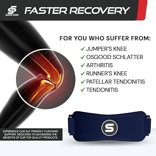 Vista 80 de Osgood Schlatter - Rodillera para niños, jóvenes, mujeres y hombres con 3 longitudes, correa de rodilla para artritis, tendinitis y dolor Beige