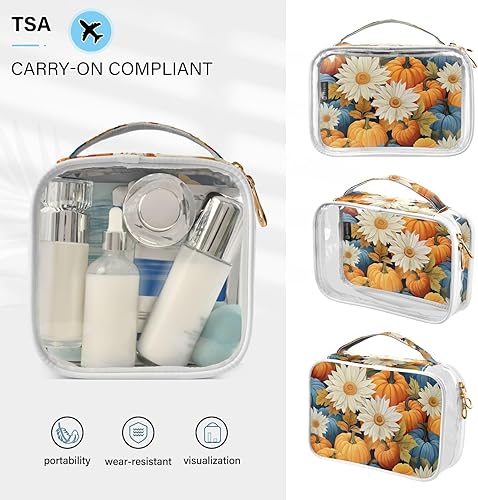 Miniatura 5 de Autumn Pumpkin Sunflower Clear Toiletry Bag for Traveling,2 Pack Makeup Cosmetic Bag with Zipper,Travel Bag for Toiletries,Travel Essentials 21214543